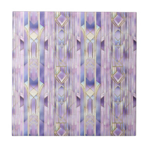 Lilac Stained Glass Elegance Ceramic Tile