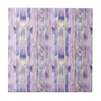 Lilac Stained Glass Elegance Ceramic Tile