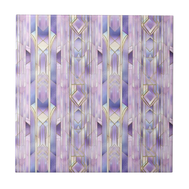 Lilac Stained Glass Elegance Ceramic Tile (Front)