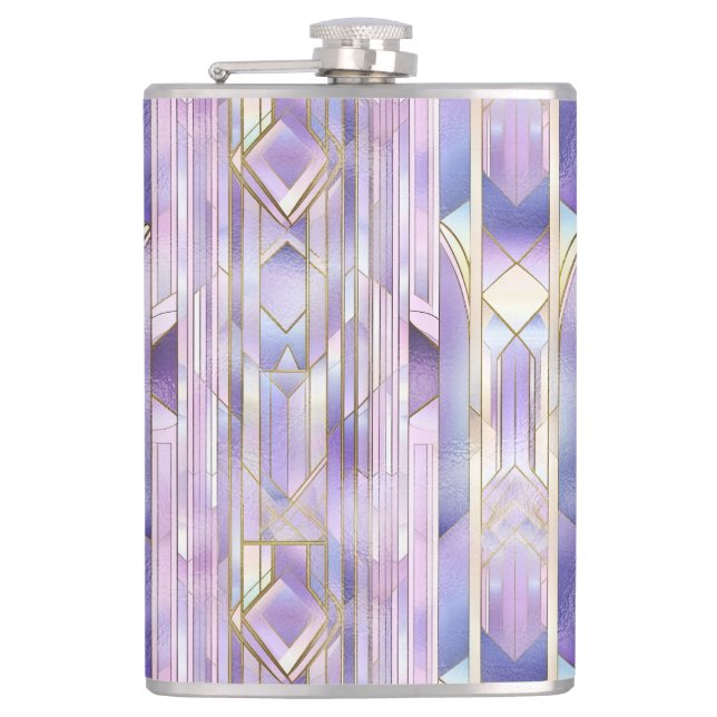 Lilac Stained Glass Elegance Hip Flask (Front)