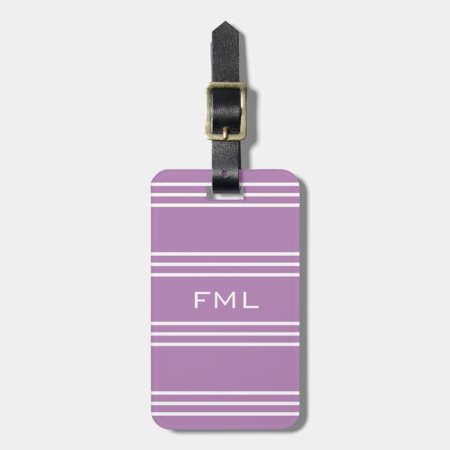 Lilac Stripes custom luggage tag (Front Vertical)
