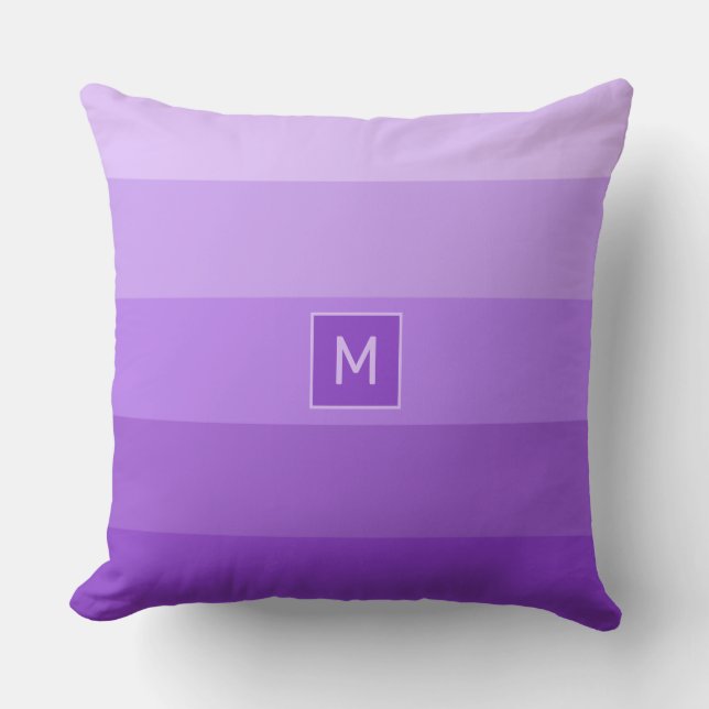 Lilac Stripes custom monogram Cushion (Front)