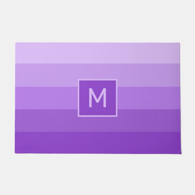 Lilac Stripes custom monogram Doormat (Front)