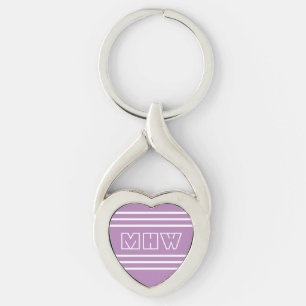 Lilac Stripes custom monogram key chain