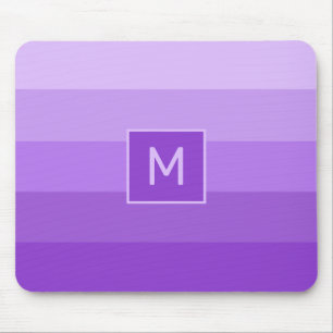 Lilac Stripes custom monogram Mouse Pad