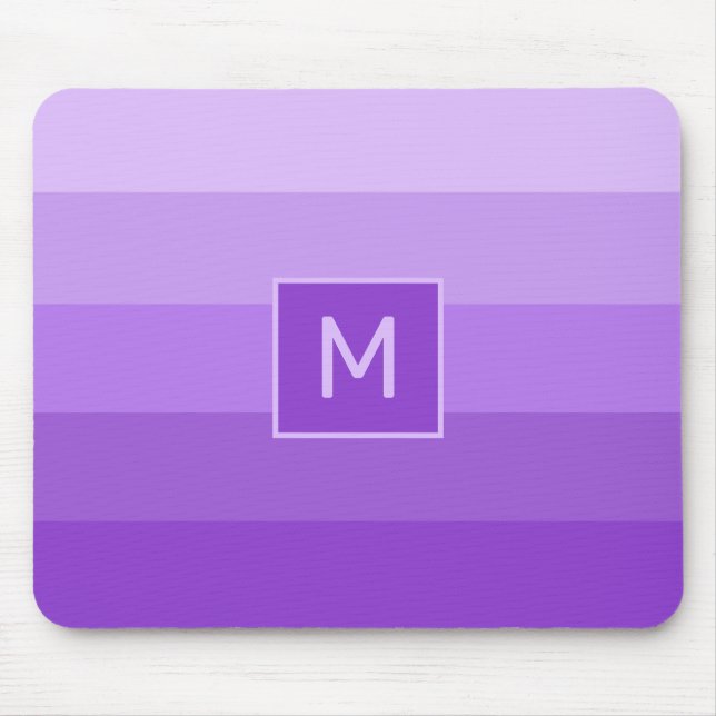 Lilac Stripes custom monogram Mouse Pad (Front)