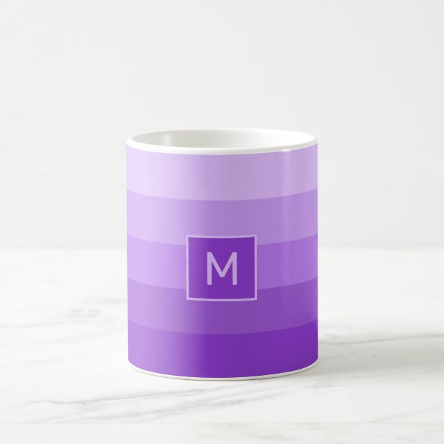 Lilac Stripes custom monogram mugs (Center)