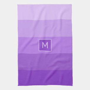 Lilac Stripes custom monogram Tea Towel
