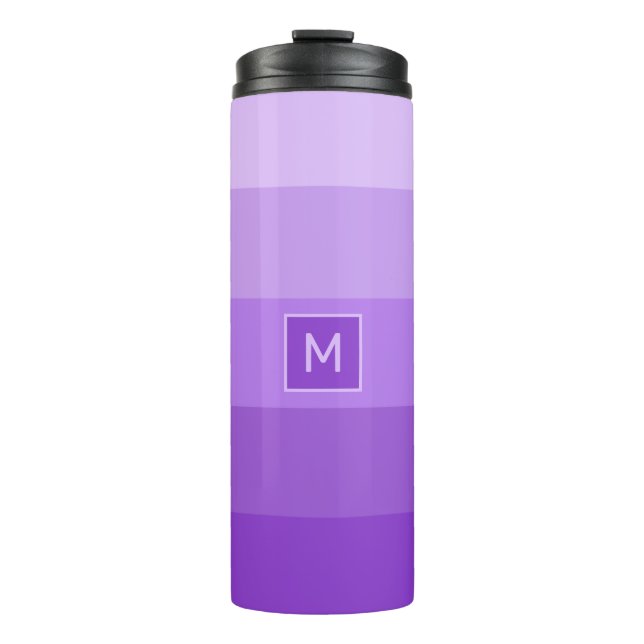 Lilac Stripes custom monogram Thermal Tumbler (Front)