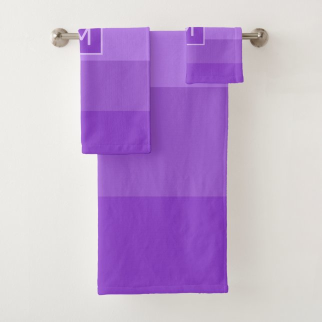 Lilac Stripes custom monogram towel set (Insitu)