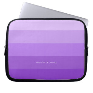 Lilac Stripes custom name laptop sleeves