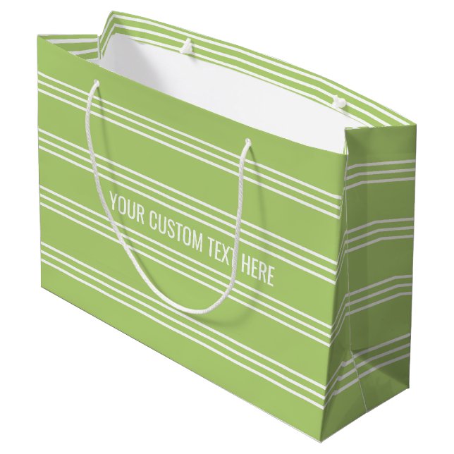 Lilac Stripes custom text gift bag (Back Angled)