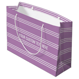 Lilac Stripes custom text gift bag