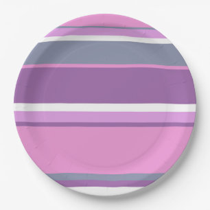 Lilac stripes paper plate