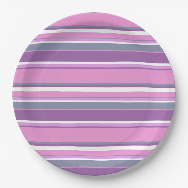 Lilac stripes paper plate (Front)