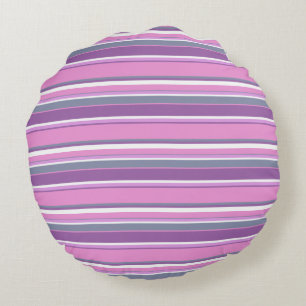 Lilac stripes round cushion