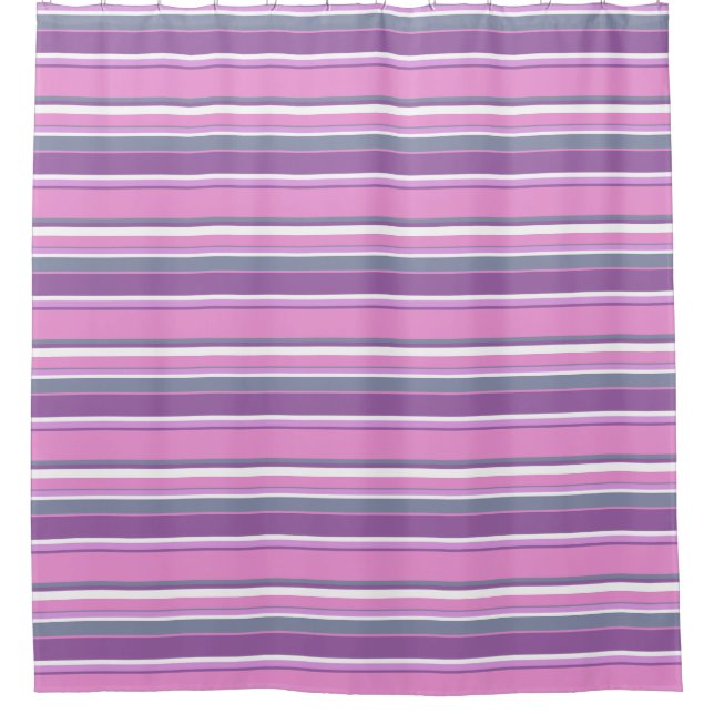 Lilac stripes shower curtain (Front)