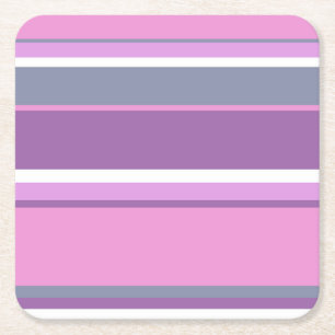 Lilac stripes square paper coaster