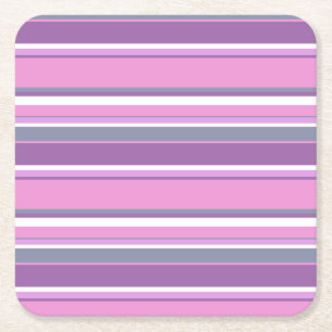 Lilac stripes square paper coaster