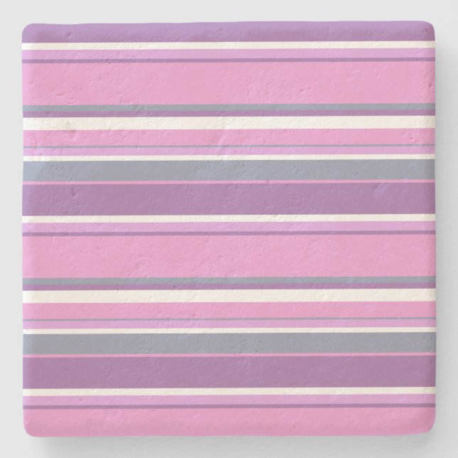 Lilac stripes stone coaster (Front)