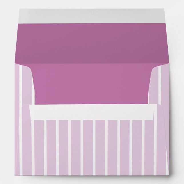LILAC STRIPES STYLISH PERSONALIZED NAME & TEXT  ENVELOPE (Back (Bottom))