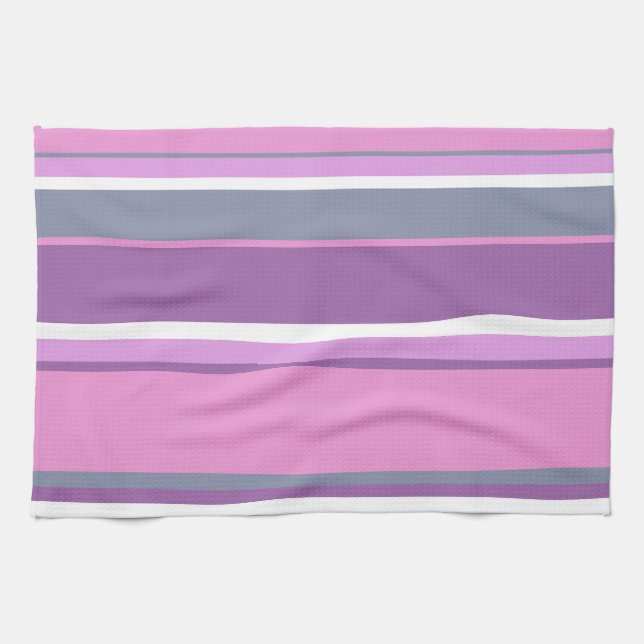Lilac stripes tea towel (Horizontal)