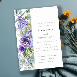 Lilac Succulent Eucalyptus Botanical Engagement Invitation