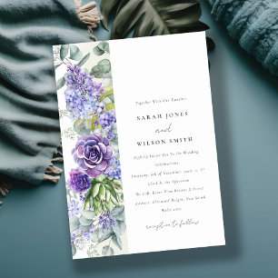 Lilac Succulent Eucalyptus Botanical Frame Wedding Invitation