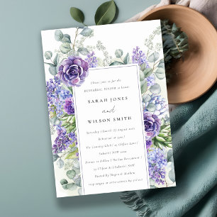 Lilac Succulent Eucalyptus Fauna Rehearsal Dinner Invitation
