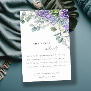 Lilac Succulent Eucalyptus Foliage Wedding Details Enclosure Card