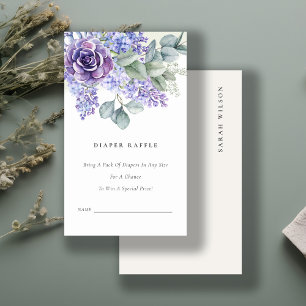 Lilac Succulent Foliage Diaper Raffle Baby Shower Enclosure Card