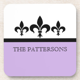 Lilac Swanky Fleur De Lis Coaster Set
