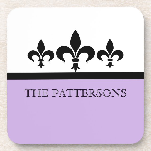 Lilac Swanky Fleur De Lis Coaster Set (Front)