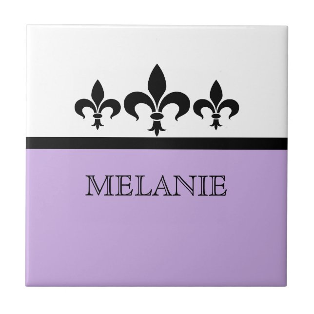 Lilac Swanky Fleur De Lis Tile (Front)