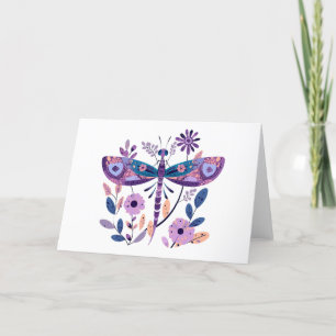 Lilac Themed Dragonfly Blank Note Card