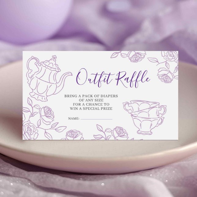 Lilac Toile Tea Party Outfit Raffle Enclosure Card (Creator Uploaded)