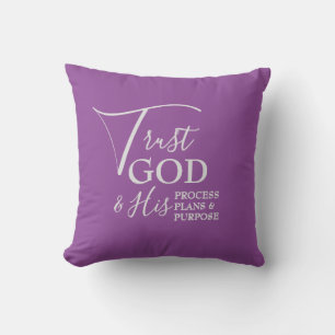 Lilac TRUST GOD. Christian Cushion