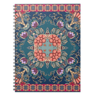 Lilac tulip flowers, ornamental floral frame. notebook
