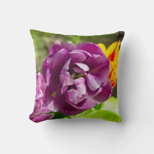 Lilac tulips on a sunny day cushion