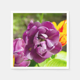 Lilac tulips on a sunny day napkin