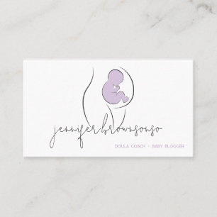 Lilac Unique Doula Birth Coach Pregnant Business Card