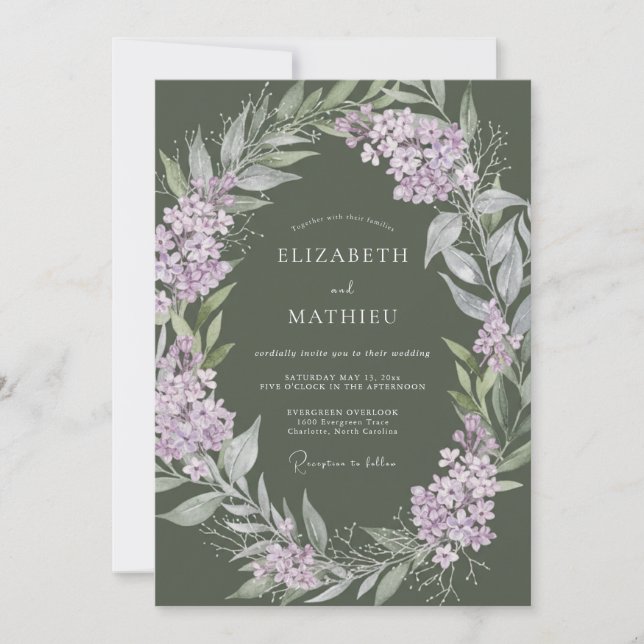Lilac Verdant Flourish Wedding Invitation (Front)