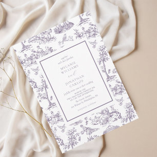 Lilac Vintage Toile Classic Wedding Invitation