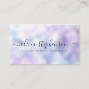 Lilac Violet and Blue Bokeh Marble Business Card