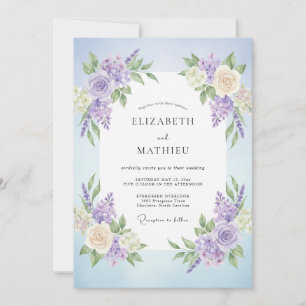 Lilac Warm Cream Painted Wedding Invitation