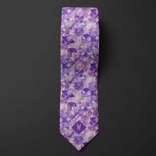 Lilac Watercolor Circles Monogram Tie