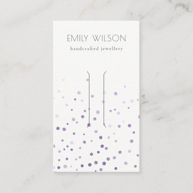 Lilac Watercolor Confetti Bow Hair Clip Display Business Card (Front)