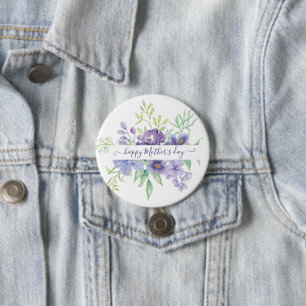 Lilac watercolor floral personalised 7.5 cm round badge