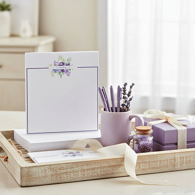 Lilac watercolor floral personalised notepad (Creator Uploaded)