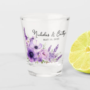 Lilac Watercolor Floral Wedding Bridal Shower  Shot Glass